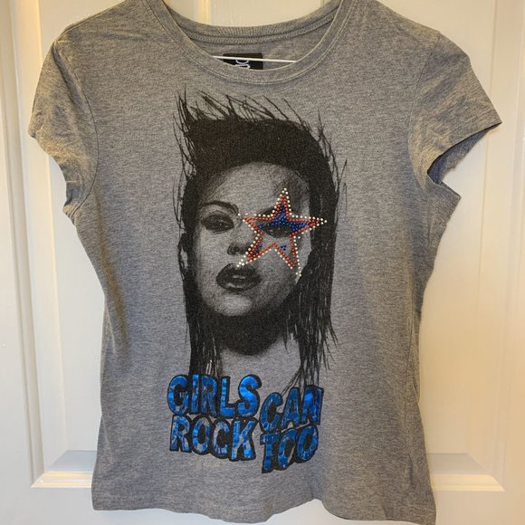 Zara rock t-shirt with glitter beads details - Picture 1 of 4
